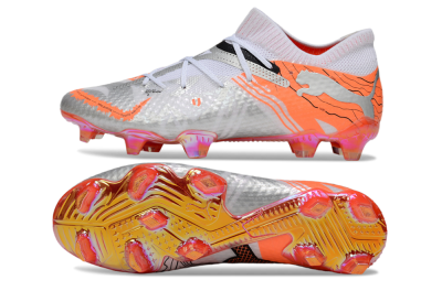 Puma Future 7 Ultimate FG Low-Tops Football Boots - Silver/Orange/Pink