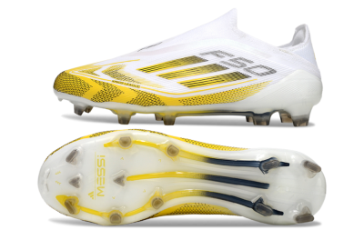 Adidas F50 Elite Kings League Laceless FG Low-Tops Football Boots - White/Yellow/Black