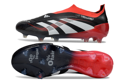 Adidas Predator Laceless Elite 25 FG Low-Tops Football Boots - Black/White/Red