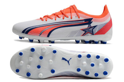 Puma Ultra Ultimate MG Low-Tops Football Boots - White/Blue/Orange