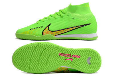 Nike Air Zoom Mercurial Superfly 9 Elite IC High-Tops Football Shoes - Green/Yellow/Pink