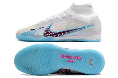 Nike Air Zoom Mercurial Superfly 9 Elite IC High-Tops Football Shoes - White/Blue/Pink