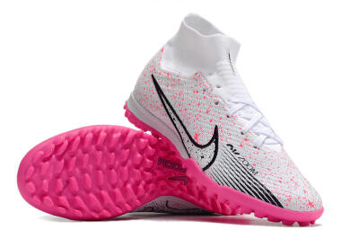 Nike Air Zoom Mercurial Superfly 9 Elite TF High-Tops Football Shoes - White/Black/Pink