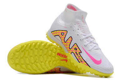 Nike Air Zoom Mercurial Superfly 9 Elite TF High-Tops Football Shoes - White/Yellow/Pink