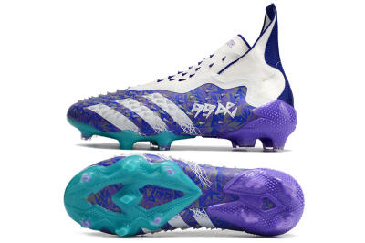 Adidas Predator Freak+ FG High-Tops Football Boots - White/Purple/Blue