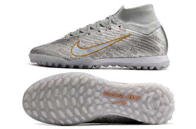 Nike Air Zoom Mercurial Superfly 9 Elite TF High-Tops Football Shoes - Silver/Gold
