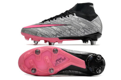 Nike Air Zoom Mercurial Superfly 9 Elite SG High-Tops Football Boots - Silver/Black/Pink