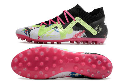 Puma Future Ultimate AG Low-Tops Football Boots - White/Black/Pink/Yellow