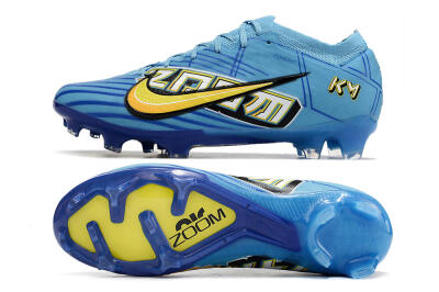 Kylian Mbappe x Nike Air Zoom Mercurial Vapor 15 Elite FG Low-Tops Football Boots - Blue/Yellow/Black