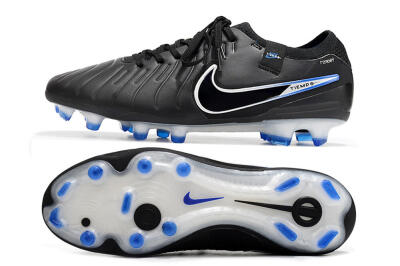 Nike Tiempo Legend 10 Elite FG Low-Tops Football Boots - Black/Blue/Sliver