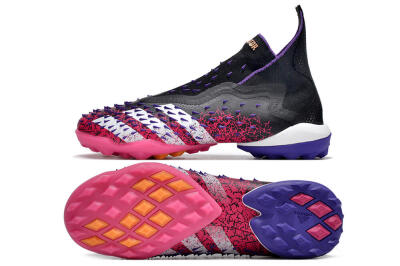 Adidas Predator Freak+ TF High-Tops Football Shoes - Black/Purple/Pink