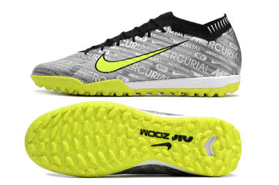 Nike Air Zoom Mercurial Vapor 15 Elite TF Low-Tops Football Shoes - Silver/Green/Black