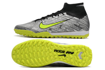 Nike Air Zoom Mercurial Superfly 9 Elite TF High-Tops Football Shoes - Silver/Green/Black
