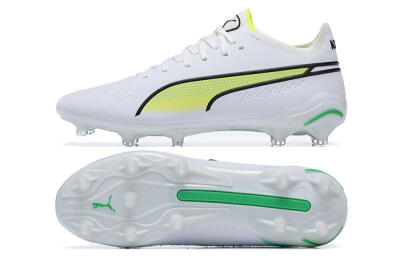 Puma King Ultimate Icon MG Low-Tops Football Boots - White/Yellow/Black