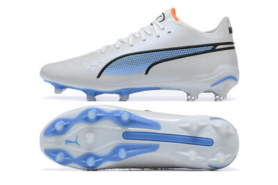 Puma King Ultimate Icon MG Low-Tops Football Boots - White/Blue