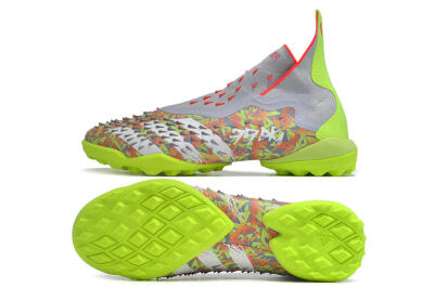 Adidas Predator Freak+ TF High-Tops Football Shoes - Grey/Red/Yellow