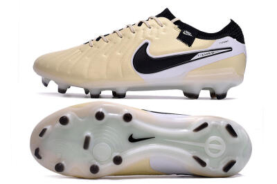 Nike Tiempo Legend 10 Elite FG Low-Tops Football Boots - Beige/Black/White