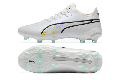 Puma King Ultimate Icon FG Low-Tops Football Boots - White/Black/Green