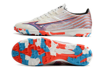 Mizuno Alpha Made in Japan TF Low-Tops Football Shoes - Beige/Blue/Red