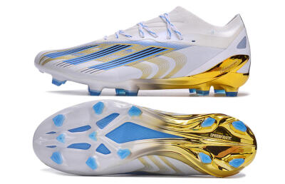 Adidas X Crazyfast.1 FG Low-Tops Football Boots - White/Blue/Gold