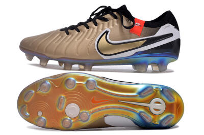 NikeTiempo Legend 10 Elite FG Low-Tops Football Boots - Gold/Black/White
