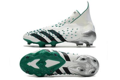 Adidas Predator Freak+ FG High-Tops Football Boots - White/Black/Green