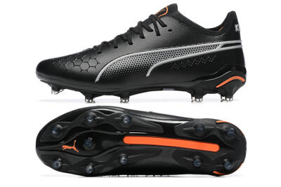 Puma King Ultimate Icon MG Low-Tops Football Boots - Black/Silver/Orange