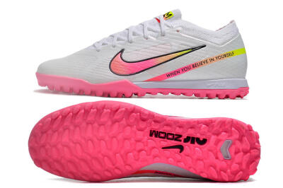 Nike Air Zoom Mercurial Vapor 15 Elite TF Low-Tops Football Shoes - White/Pink/Black/Green