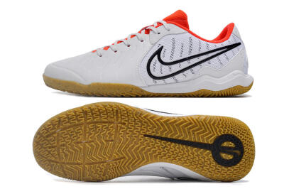Nike Tiempo Legend 10 Academy IC Low-Tops Football Shoes - White/Black/Red