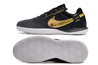 Nike Street Gato IC Low-Tops Football Shoes - Black/Gold/White