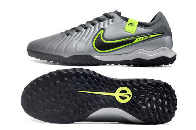 Nike Tiempo Legend X Pro TF Low-Tops Football Shoes - Silver/Black/Yellow