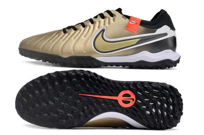 Nike Tiempo Legend 10 TF Low-Tops Football Shoes - Gold/White/Black