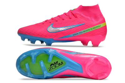 Nike Air Zoom Mercurial Superfly 9 Elite FG High-Tops Football Boots - Pink/Silver/Blue