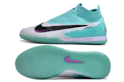 Nike Phantom GX Elite DF Link IC High-Tops Football Shoes - White/Jade/Black/Purple