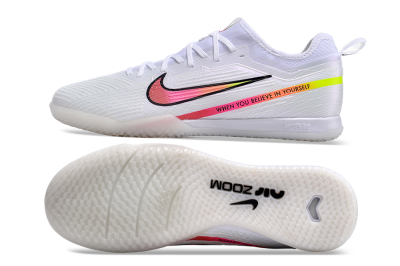Nike Air Zoom Mercurial Vapor 15 Pro IC Low-Tops Football Shoes - White/Pink/Black/Yellow