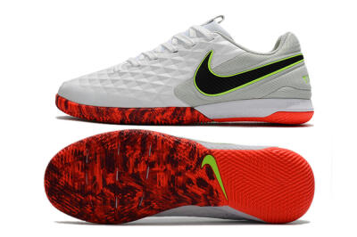 NIke Tiempo Lunar Legend 8 Pro IC Low-Tops Football Shoes - White/Black/Yellow/Red