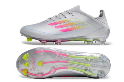 Adidas F50 Adizero FG Low-Tops Football Boots - Silver/Yellow/Pink