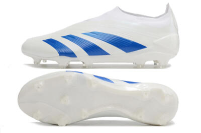 Adidas Predator Elite Laceless FG Low-Tops Football Boots - White/Blue