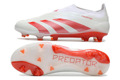 Adidas Predator Elite Laceless FG Low-Tops Football Boots - White/Red