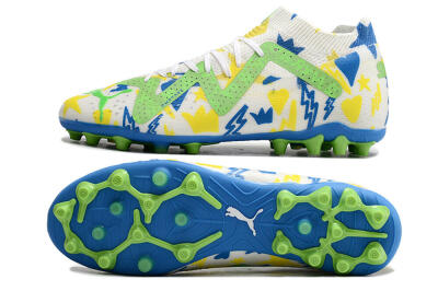 Puma Future Ultimate FG Low-Tops Football Boots - White/Yellow/Blue