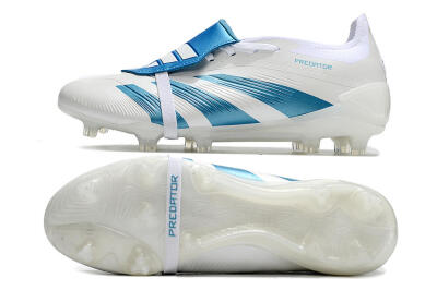 Adidas Predator Elite Foldover Tongue FG Low-Tops Football Boots - White/Blue