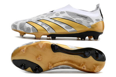 Adidas Predator Accuracy+ Laceless FG Low-Tops Football Boots - White/Grey/Gold