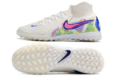 Nike Phantom Luna Elite NU TF High-Tops Football Shoes - White/Blue/Pink/Yellow