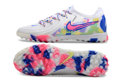 Nike Phantom GX 2 Elite TF Low-Tops Football Shoes - White/Blue/Pink/Yellow