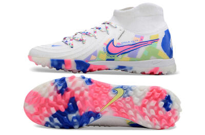Nike Phantom Luna 2 Elite TF High-Tops Football Shoes - White/Pink/Blue