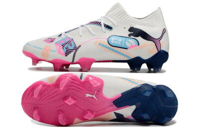 Puma Future Ultimate FG Low-Tops Football Boots - White/Blue/Black/Pink