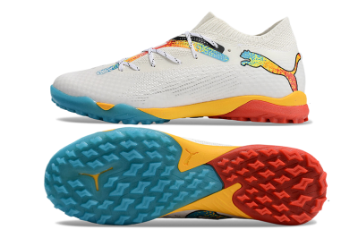 Puma Future Ultimate TF Low-Tops Football Shoes - White/Blue/Yellow/Red