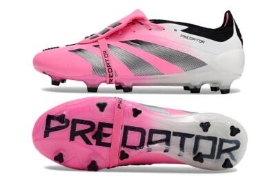 Adidas Predator Elite Foldover Tongue FG Low-Tops Football Boots - Pink/Grey/White
