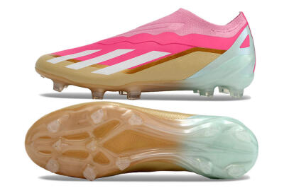Adidas X Crazyfast+ Laceless FG Low-Tops Football Boots - Pink/White/Gold/Jade