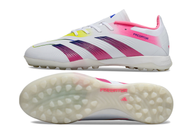 Adidas Predator 24 Elite TF Low-Tops Football Shoes - White/Pink/Blue/Yellow